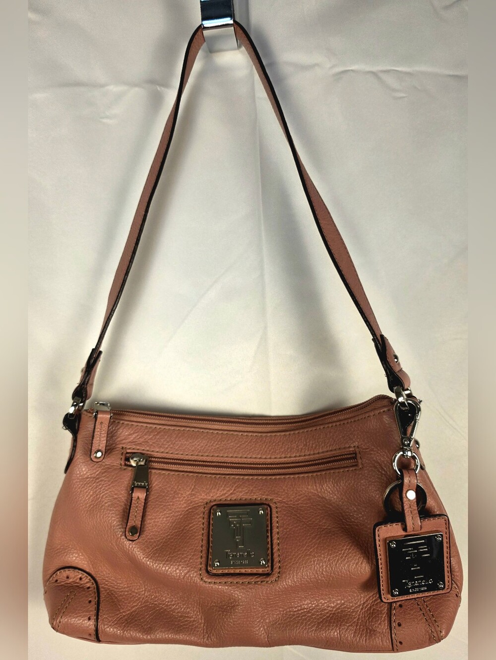 Vintage Tignanello Y2K Genuine Pebbled Leather Shoulder Bag - Dusty Rose Pink